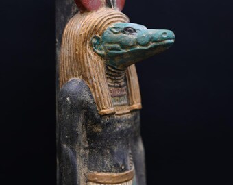 石造ソベック女神像 希少アンティーク – 古代エジプト古代遺物