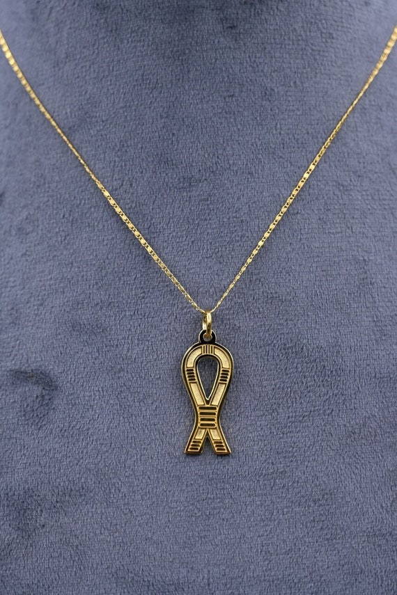 Ciondolo Egizio Tyet In Oro 18k 3 Micron Con Catena In Acciaio Regalo - 7x17 Mm, Simbolo Protettivo