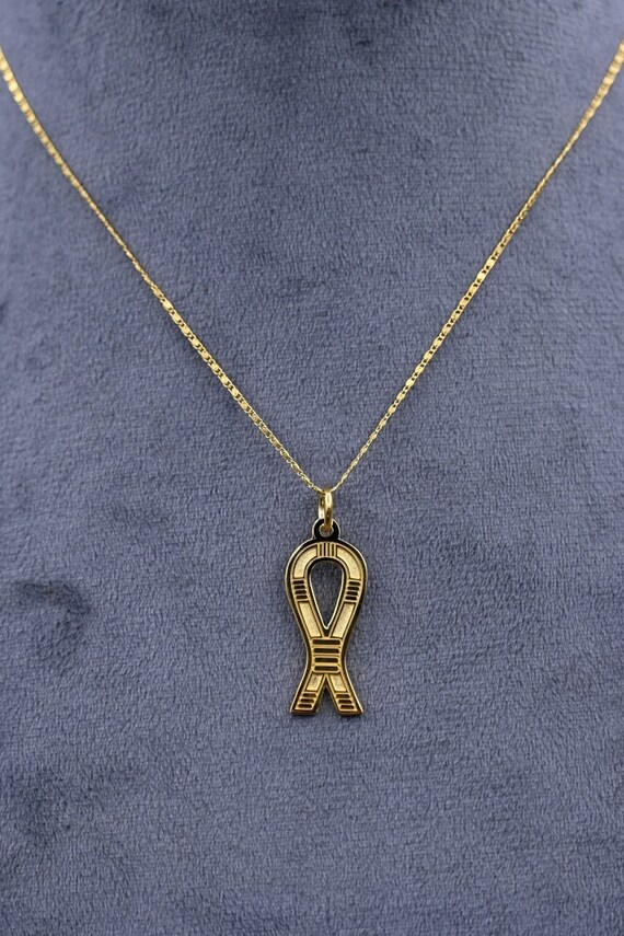 Ciondolo Egizio Tyet In Oro 18k 3 Micron Con Catena In Acciaio Regalo - 7x17 Mm, Simbolo Protettivo
