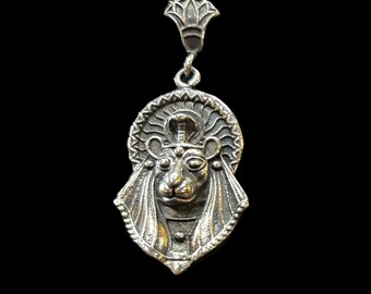 Unique Egyptian Goddess Sekhmet Necklace Silver Plated | unisex | Ancient Egyptian Goddess of War ,plagues,the desert in ancient Egyptian
