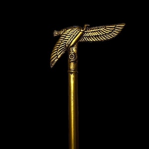 Bastón de Horus de cobre artesanal: símbolo egipcio, decoración antigua (50 cm) imagen 4