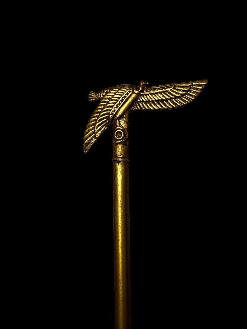 Bastón de Horus de cobre artesanal: símbolo egipcio, decoración antigua (50 cm) imagen 4