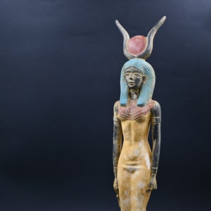 beautiful statue of the Goddess Hathor Goddess of heaven, love, beauty, happiness and fertility.