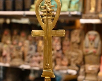 Einzigartiges war Stab-Zepter-Symbol der Stärke, Souveränität,Stabilität,des guten Lebens -ägyptische Antiquitäten-alte Ägyptische Mythologie-Skulptur