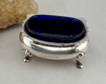 Saleiro de prata esterlina Reid & Sons Newcastle On Tyne