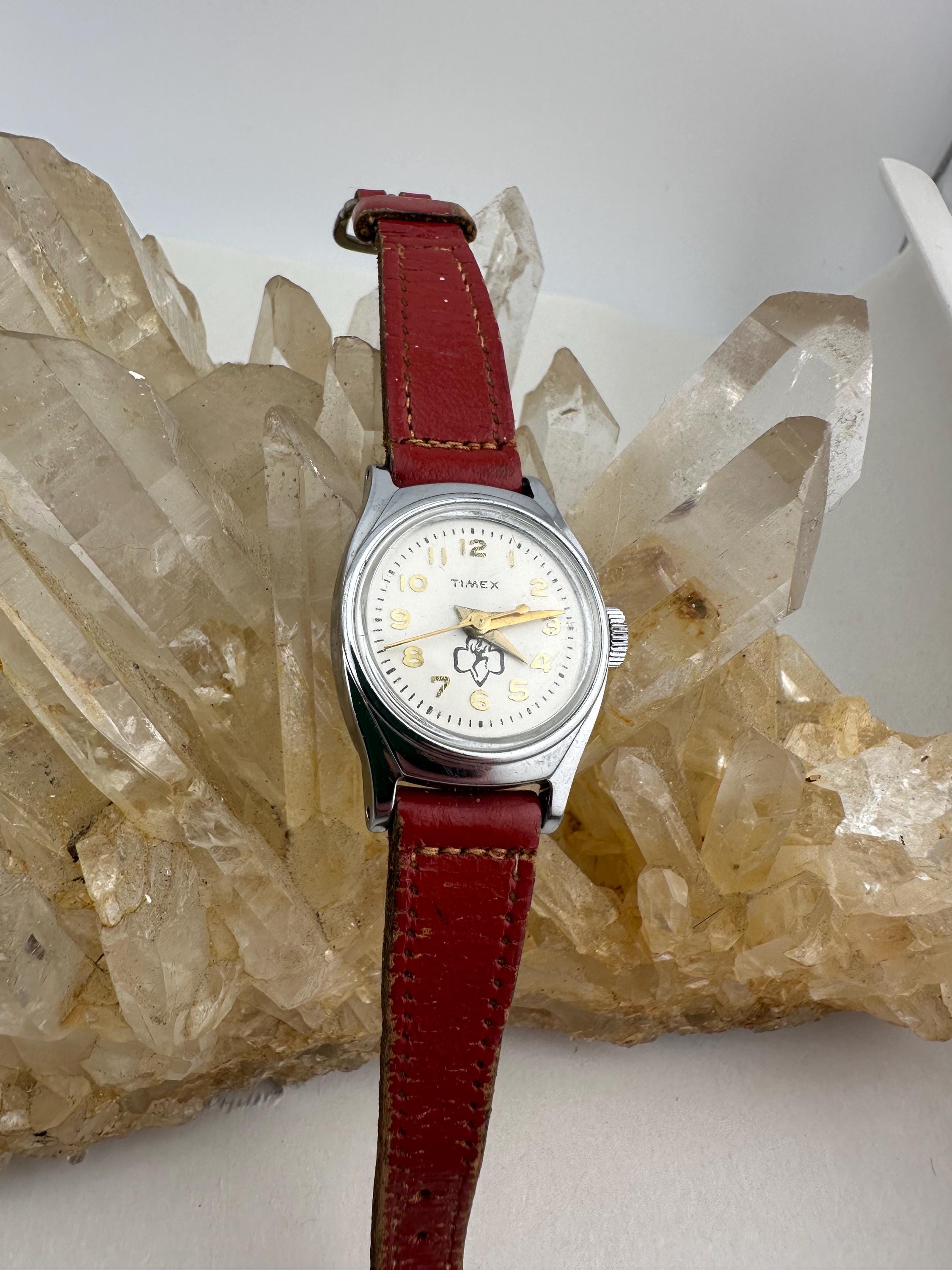 Vintage Timex Girl Scout Brownie Mechanical Watch With Brown Strap Working $_57.JPG?set_id=880000500F main image 2