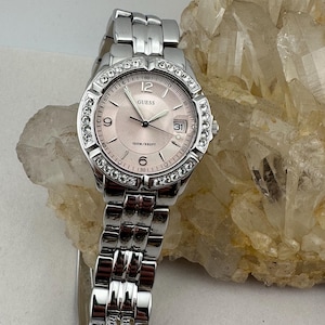 Guess Waterpro Ladies Watch: Pink Dial, Rhinestone Bezel, 100M Water Resistance image 1