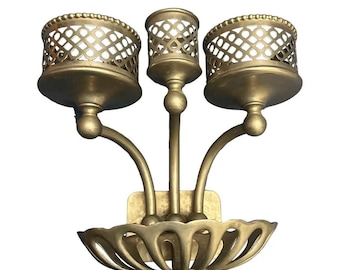Antique Filigree Brass Soap Dish and Cup Holder - Silver & Co. NY