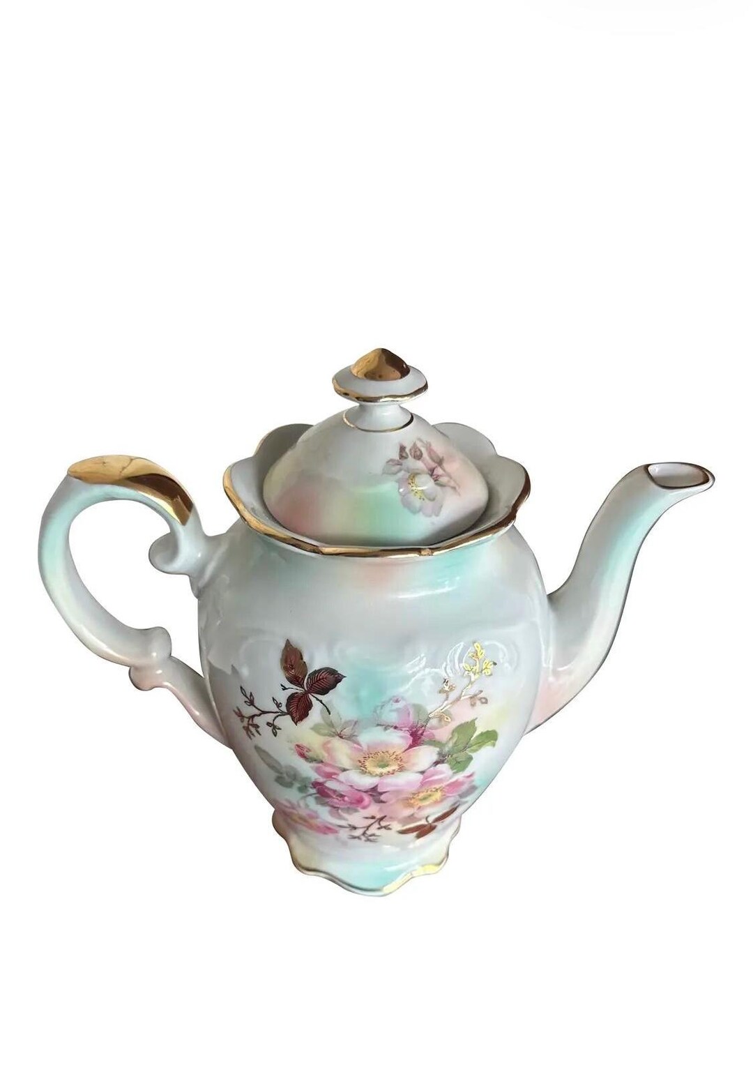 1950s Schumann Arzberg Wild Rose Teapot Satin Finish Gold Germany - Etsy