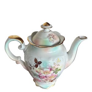 Schumann Arzberg Wild Rose Tekanna, satinerad guld, Tyskland, 1950-tal