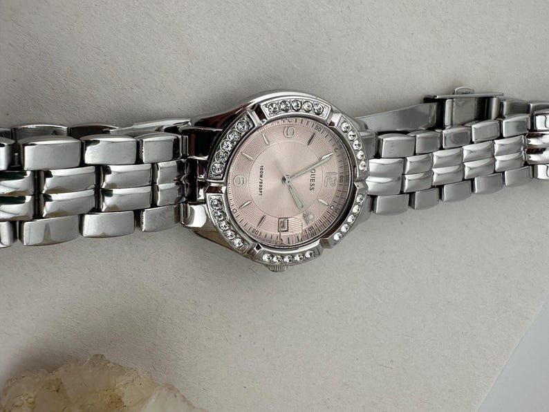 Guess Waterpro Ladies Watch: Pink Dial, Rhinestone Bezel, 100M Water Resistance image 10