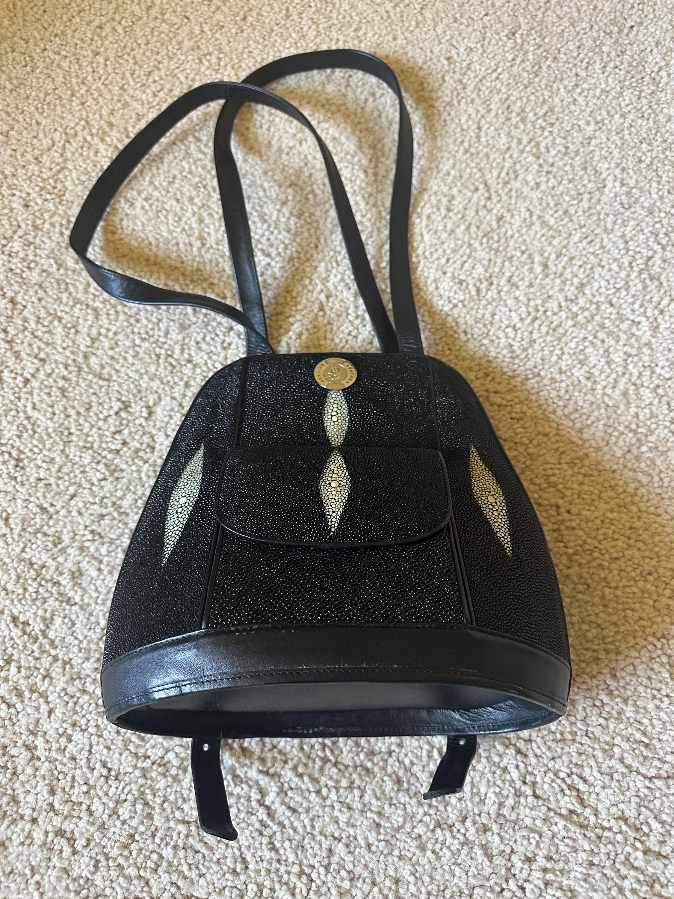 Vintage Kismet Stingray & Leather Black Mini Backpack / Purse Bag Exotic Rare