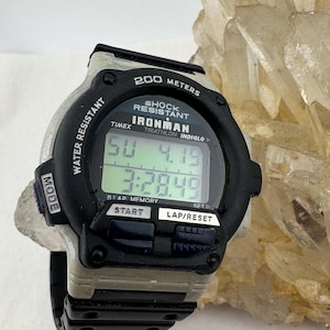 VTG Timex Ironman Triathlon Watch Men 200M 1999 T62962 Digital 8 Lap New Battery image 1