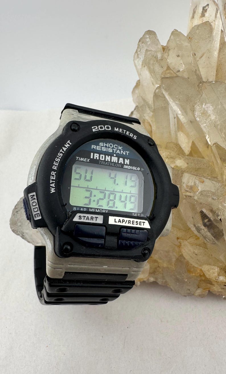 VTG Timex Ironman Triathlon Watch Men 200M 1999 T62962 Digital 8 Lap New Battery image 1