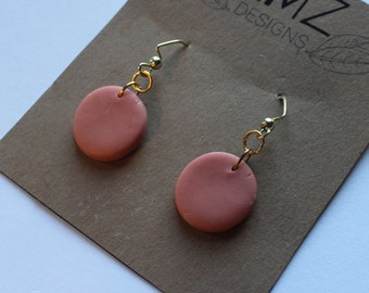 Pink Circle Dangle Earrings