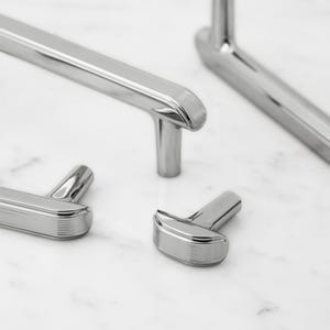 Polished Chrome Modern Cabinet Handles, Drawer Pulls, Cabinet Hardware (Knob, 3", 3.75", 5")