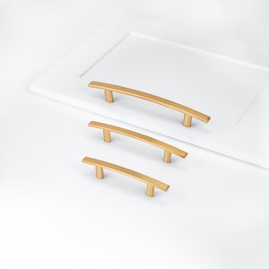 Guldfärgat smalt välvt handtag, köks- och badrumsbeslag (7,5 cm 9,5 cm 10,5 cm)