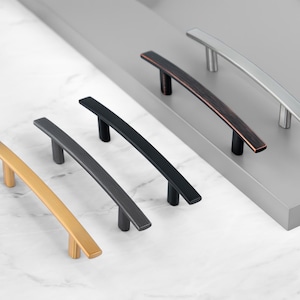 Slim Arched Handle Pull, Kitchen and Bathroom Hardware 3" 3.75" 5" Center to Center Slim Slender Cabinet handles Modern Cabinet Pull