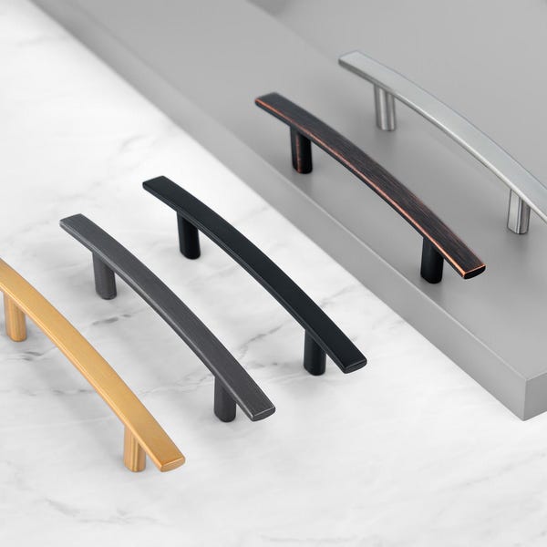 Tirador de manija arqueada delgada, herrajes para cocina y baño de 3", 3,75" y 5" de centro a centro, manijas delgadas y esbeltas para gabinetes, tirador moderno para gabinetes