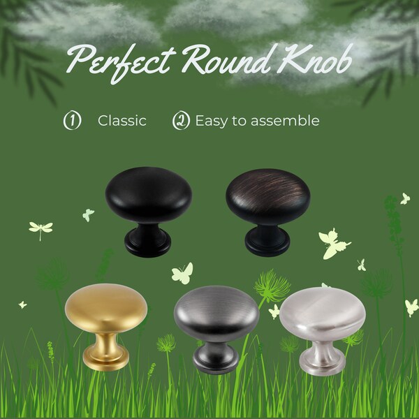 Round Cabinet Knobs Cabinet Knob Drawer Knob Dresser Knob Round Knob Kitchen Cabinet Hardware Round Cabinet Knob Gold Black Satin Nickel