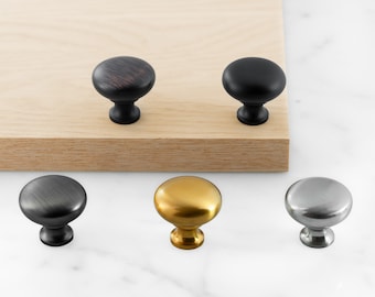 Round Knob Cabinet Knobs Bronze Drawer Pull Dresser Knob Drawer Knob Chrome Silver Brushed Matte Black Mushroom Knob Oil Rubbed Bronze Knob