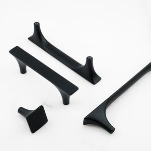 Svart modernt handtag, 8,5 cm 9,5 cm 12,5 cm låd- och byråhandtag, skåpbeslag