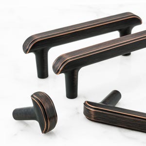 Oil Rubbed Bronze Modern Cabinet Handles, Drawer Pulls, Cabinet Hardware (Knob, 3", 3.75", 5")