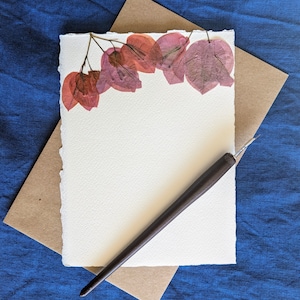 Hojas grandes / Juego de papelería con buganvillas auténticas Pink Dream de tarjetas de notas / Tarjetas en blanco con sobres