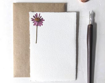 Handmade Pressed Flower Stationery Set, Real Botanical Note Cards with Envelopes, Deckle Edge Floral Greeting Cards, Nature Lover Gift