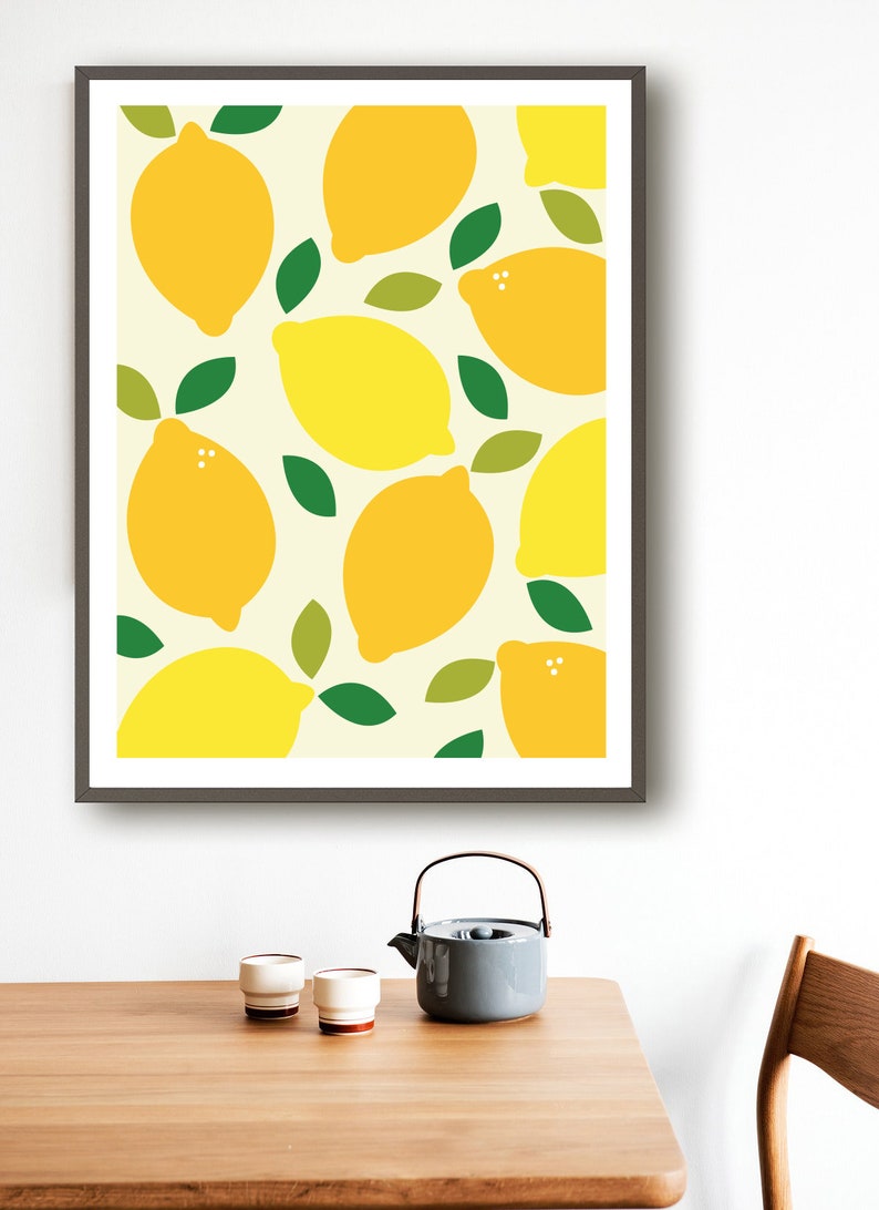 Lemon Print PRINTABLE ARTWORK Lemon Kitchen Art Lemon Etsy