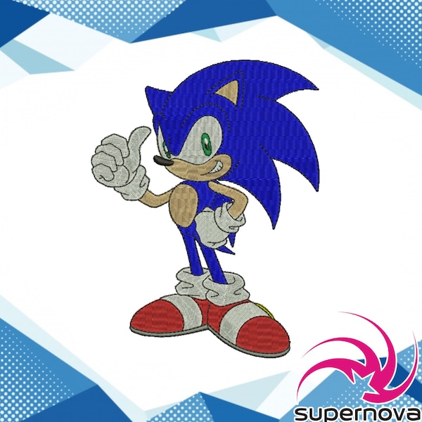 Diseño de Bordado de Maquina Sonic Sega . Diseño de bordado automático