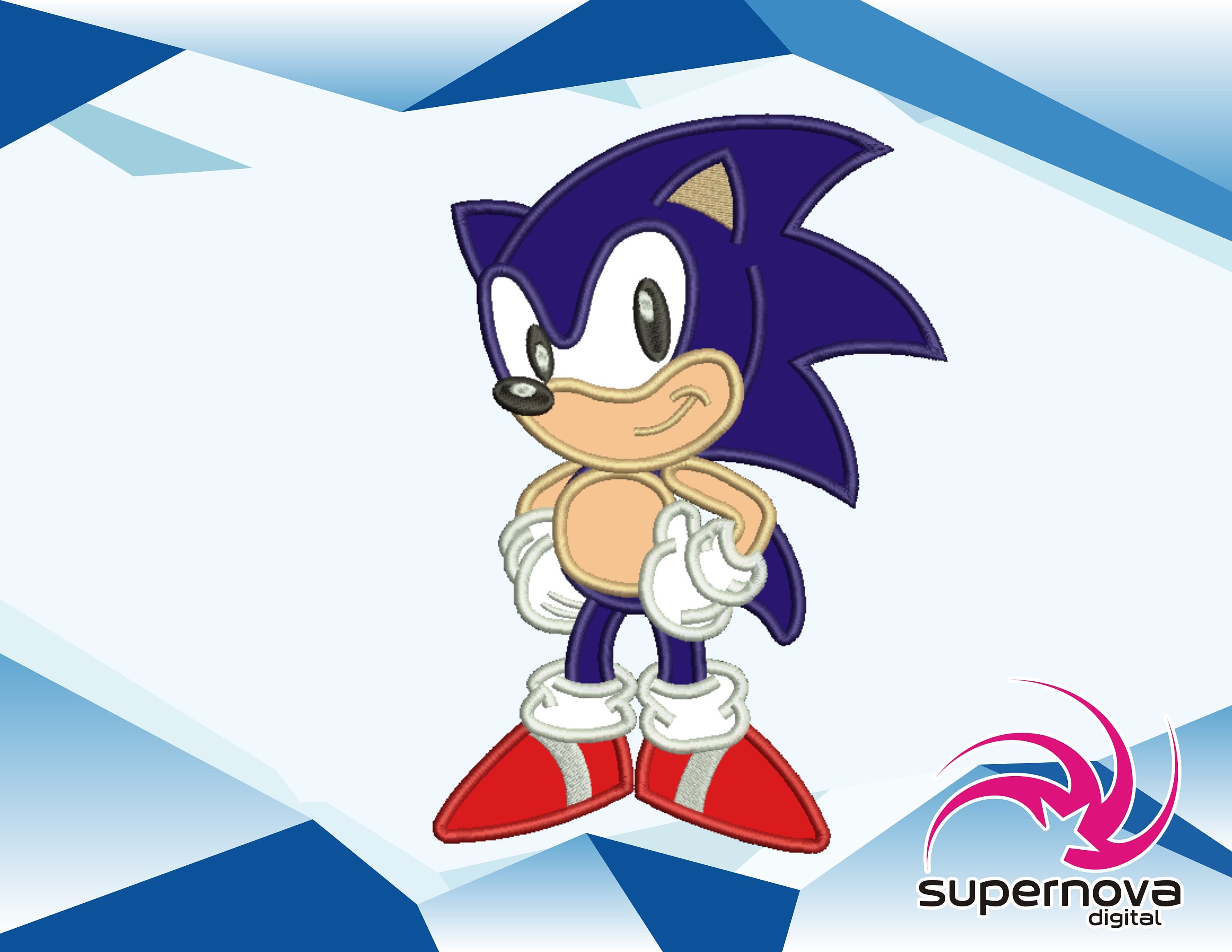 Sonic Sega Applique. Embroidery Design Machine. Automatic Etsy