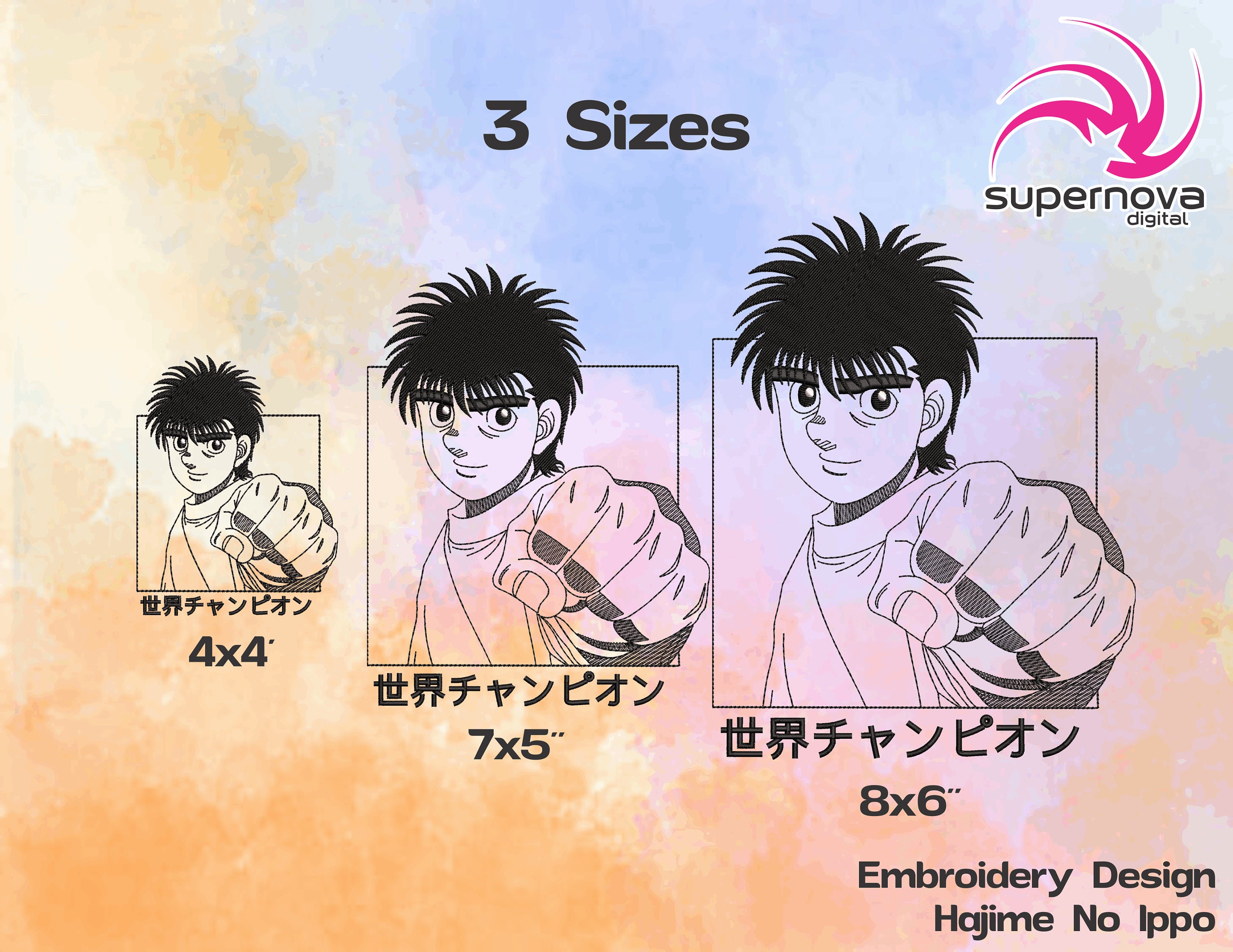 Ippo Makunouchi Embroidery Design File, Hajime no Ippo Anime Embroidery  Design, Machine embroidery pattern. Anime Pes