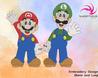 Mario and Luigi Embroidery Design Machine. Automatic Embroidery Design