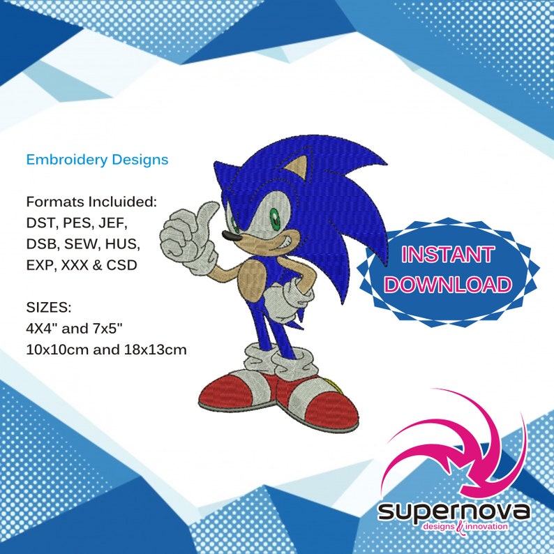 Conception de broderie machine Sonic Sega. Conception de broderie automatique image 2