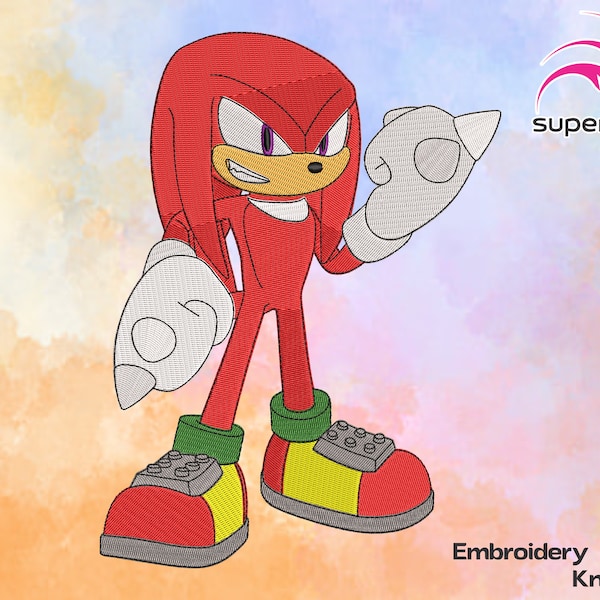 Knuckles Sonic. Embroidery Design Machine. Automatic Embroidery Design