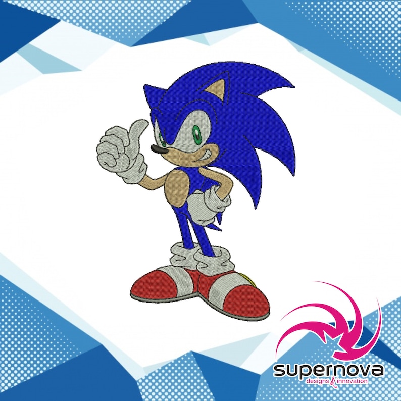 Conception de broderie machine Sonic Sega. Conception de broderie automatique image 1