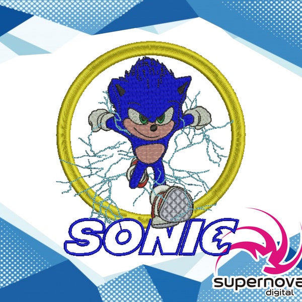 Sonic The Movie. Embroidery Design Machine. Automatic Embroidery Design