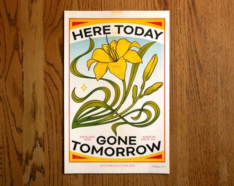 HERE TODAY Blue Edition Risograph Art Print Poster