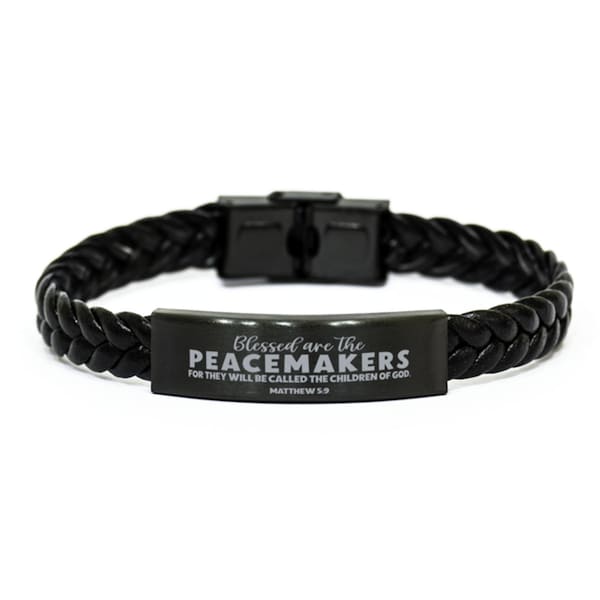 Matthew 5:9, Blessed Are The Peacemakers, Police Academy Graduation Gifts, Law Enforcement Sign, Braided Leather Bracelet