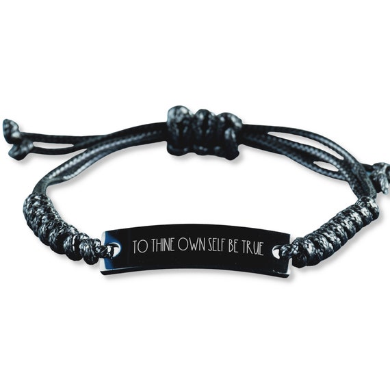 Stainless Steel Mantra Bracelet, To Thine Own Self Be True Stainless Steel Mantra Bracelet, To Thine Own Self Be True