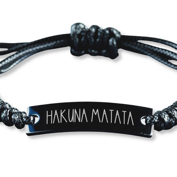 Hakuna Matata Bracelet Inspirational Bracelet Black Braided Rope
