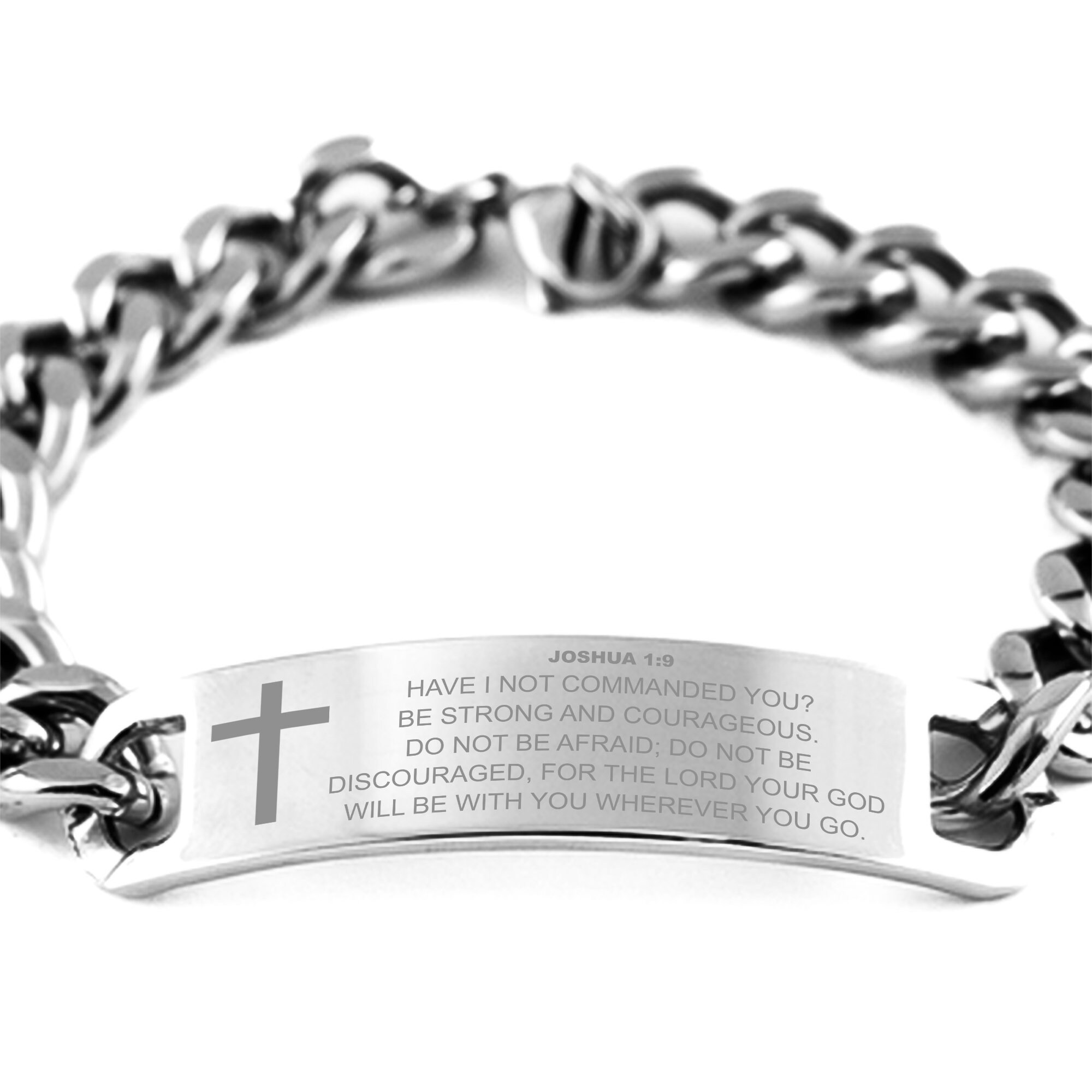 Joshua 1:9 Ring Encouraging Jewelry Bible Verse, Stainless Steel 7 / Silver