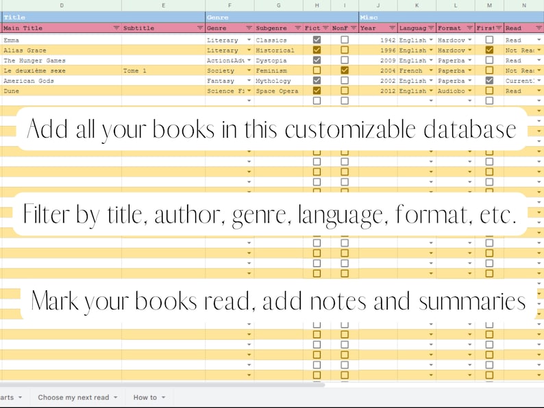 Book Library Google Sheets Template Catalogue Books Database Book