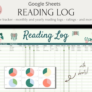 Reading Log Google Sheets Template | Catalogue Books Database | Book Tracker Digital Download for Goodreads Bloggers | Month Reading Journal