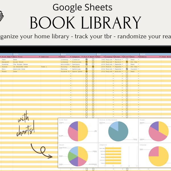 Book Library Google Sheets Template | Catalogue Books Database | Book Tracker Digital Download