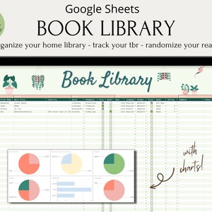 Book Library Google Sheets Template, Catalogue Books Database, Book Tracker Digital Download, Organisation Catalog TBR, To-Be-Read Pile