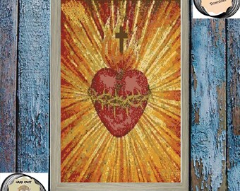 Sacred Heart Of Jesus Cross Stitch Pattern Catholic Cross Etsy