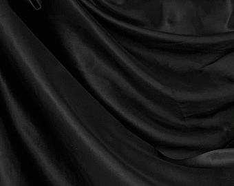 Black 100% Pure Mulberry Silk Fabric 19 momme Silk By The Yard