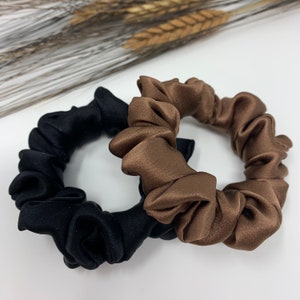 100% Pure Silk Skinny Scrunchies. Handmade Charmeuse Silk Hair Ties. Organic Silk Scrunchie.